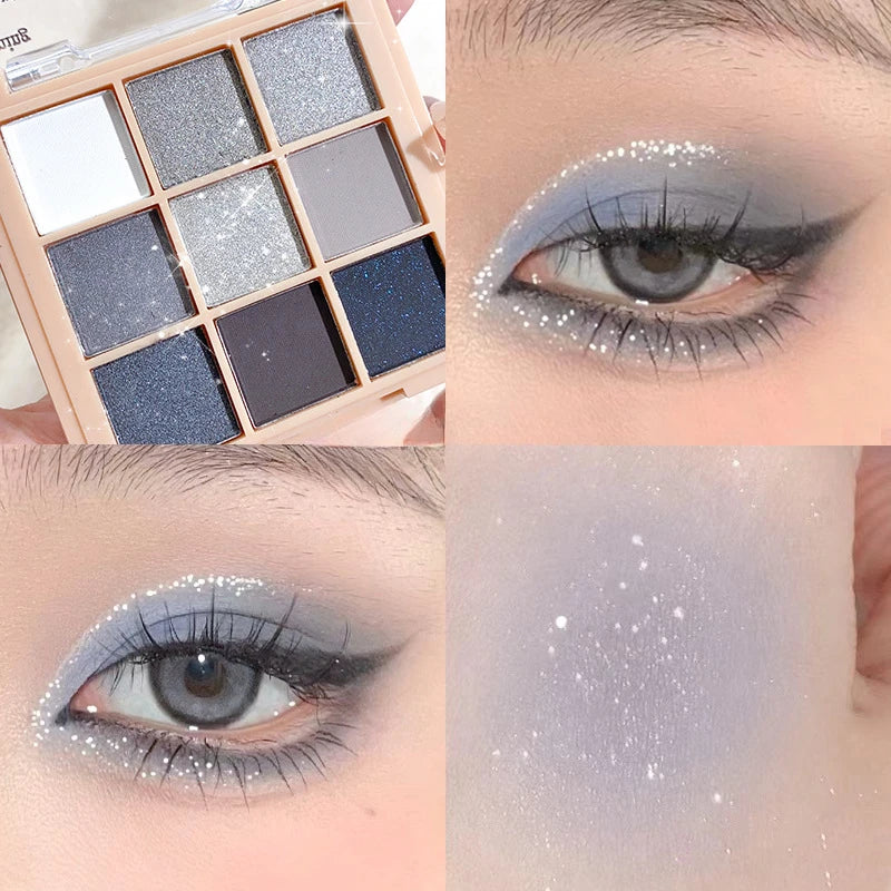 Palette Fard à Paupières 9 Couleurs Paillettes Nacré Débutant Maquillage Yeux Palette Cosmétique Make Up
