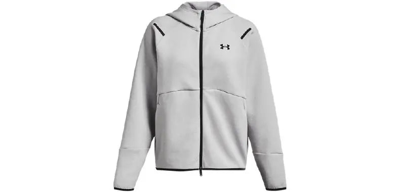 Veste à Capuche Femme Under Armour – Maille Double Couche, Zip Intégral, Gris