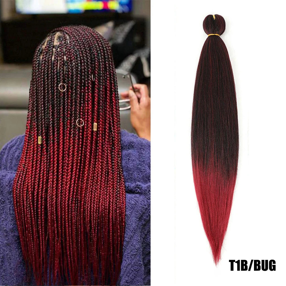 Mèches Tressage Pré-Étirées Ombré - Extensions Cheveux Synthétiques Multicolores Faciles