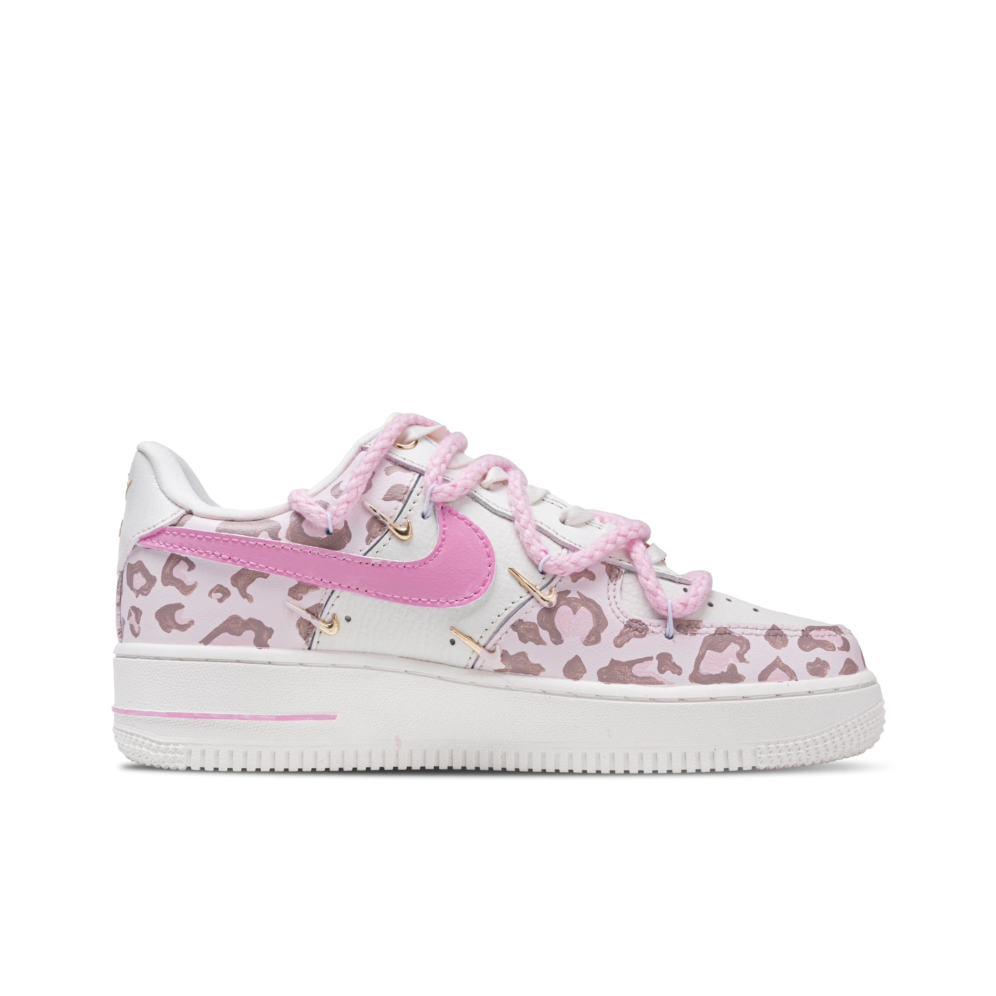 Sneakers Nike Air Force 1 Femme – Léopard Rose Cuir Basse