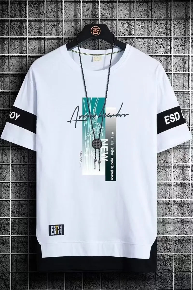 T-Shirt Homme Color Blocking - Manches Courtes Tendance Été