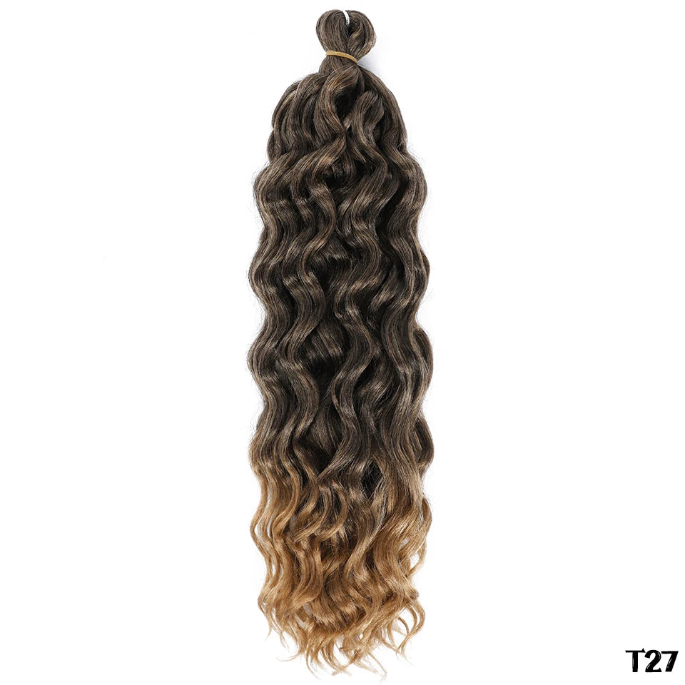 Extension Tresses Hawaii Curly Ocean Wave - Mèches Crochet Synthétiques Afro Bouclées Ombré Rose Water Wave