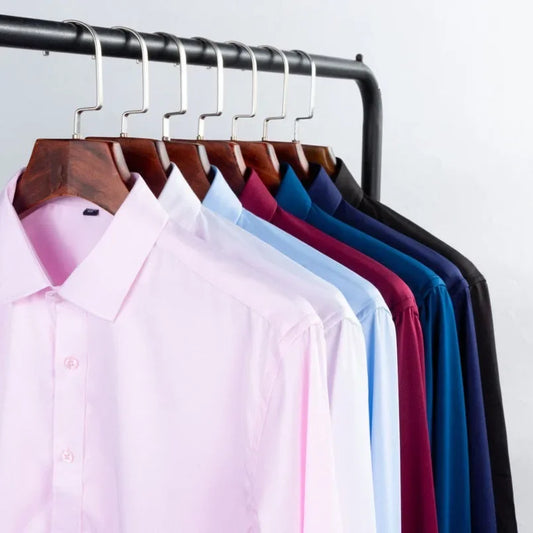 Chemise Homme Classique Business - Couleur Unie Manches Longues Casual