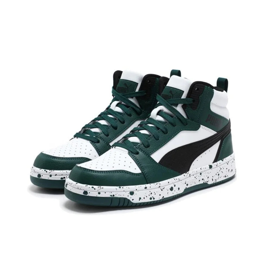 Baskets Puma Rebound V6 Mixte 400849-01 - Mid-Top Skate Résistantes Blanc Vert