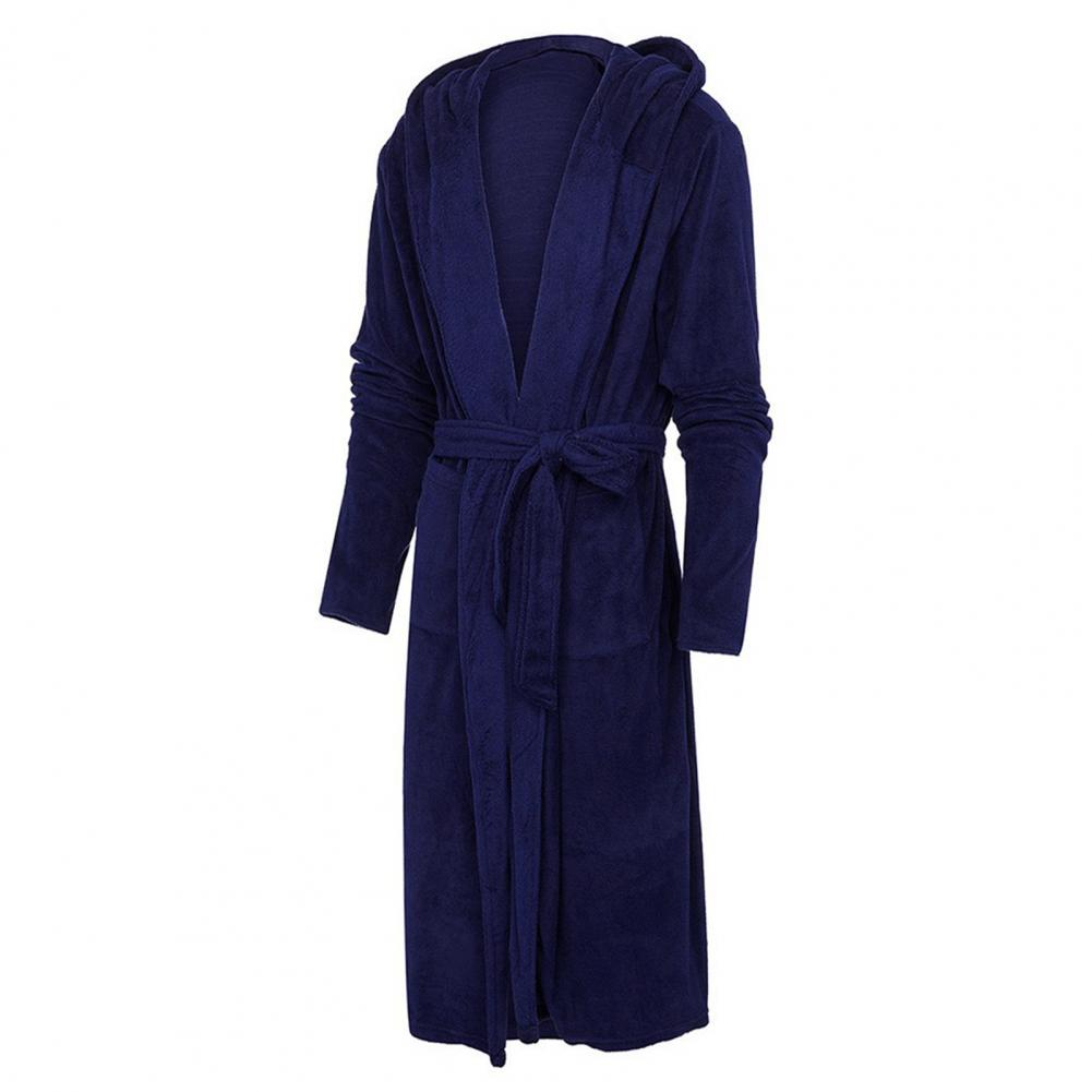 Peignoir Homme Flanelle à Capuche - Robe de Chambre Polaire Hiver
