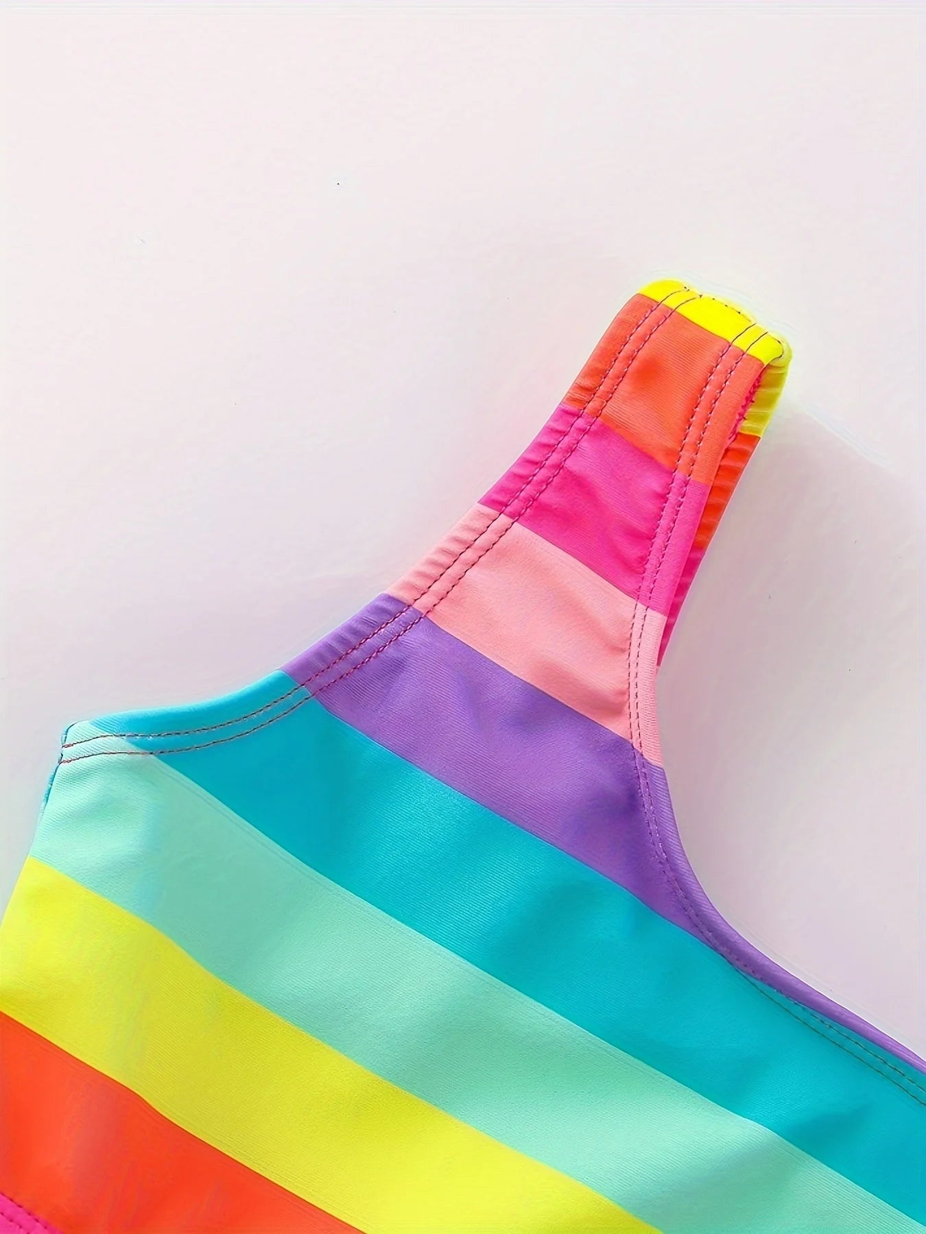 Maillot de Bain Fille Une Pièce Rayures Arc-en-ciel - Été Casual