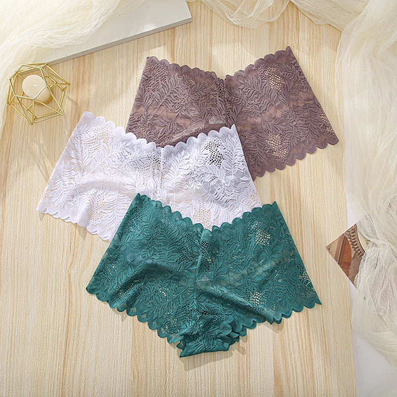 Lot de 3 Culottes Femme Dentelle Sexy Grande Taille - Shorty Taille Basse Seamless Respirant