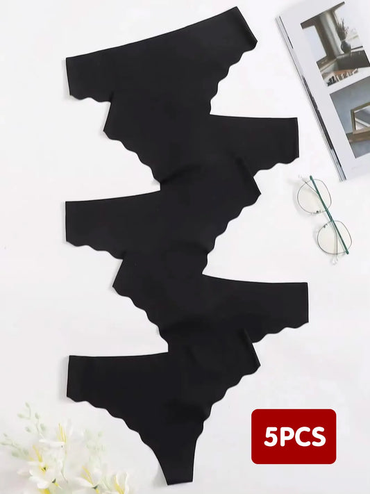 Culottes Femme Lot 5 Pièces Thongs - Lingerie Sans Couture Respirante