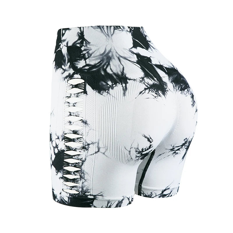 Short Yoga Ajouré Tie-Dye Taille Haute Femme - Sexy