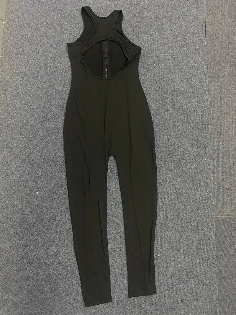 Combinaison Femme Slim Zippée Sans Manches - Jumpsuit Sport Yoga Casual Été