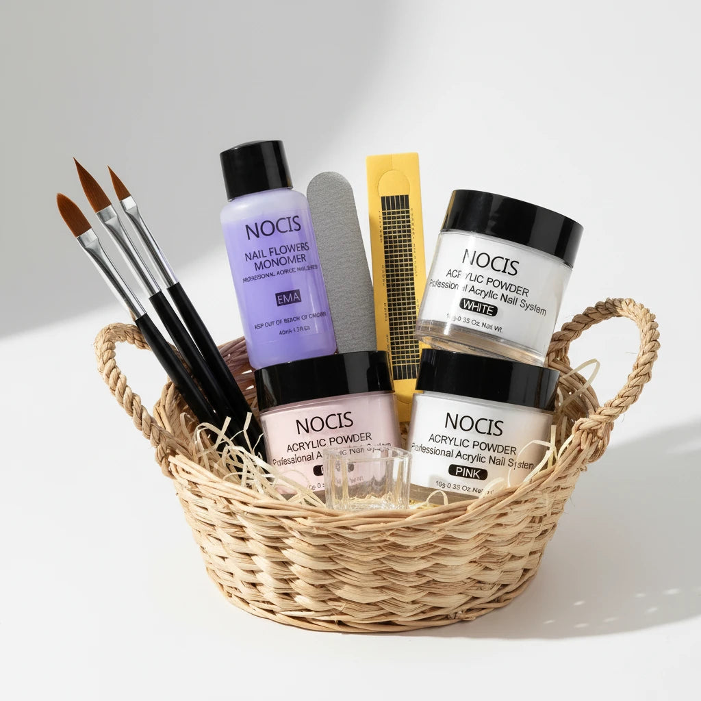 Kit Ongles Acrylique Complet Poudre Acrylique Liquide Set Nail Art Poudre Cristal Liquide Monomère avec Pinceaux Capsules