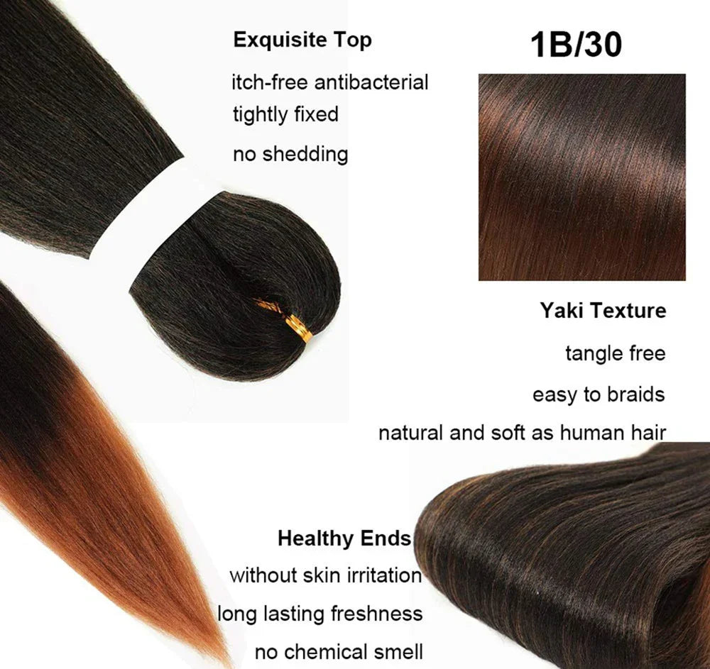 Mèches Tressage Pré-Étirées Ombré - Extensions Cheveux Synthétiques Multicolores Faciles