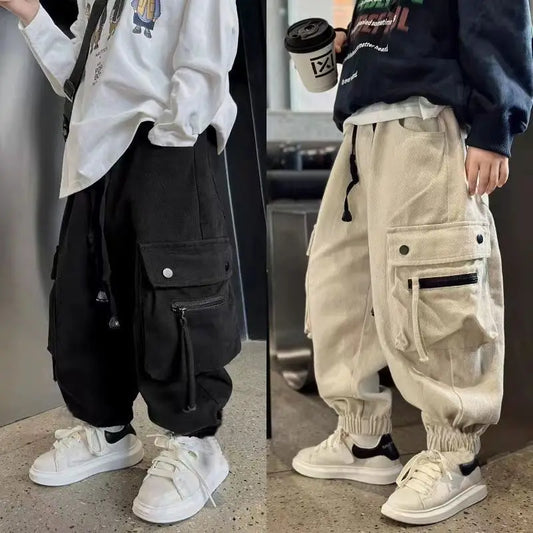 Pantalon cargo garçon streetwear - Style baggy décontracté