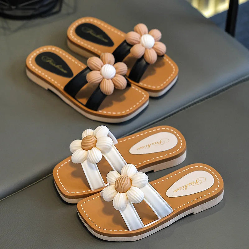 Chaussons Enfant Été Cartoon Plage - Sandales Bébé Fille Semelle Souple Antidérapante Floral