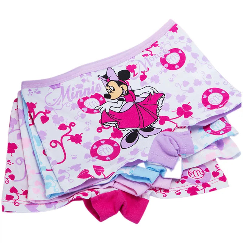 Lot 4 Culottes Fille Cartoon - Boxers Coton Imprimés Mignons 2-10 Ans