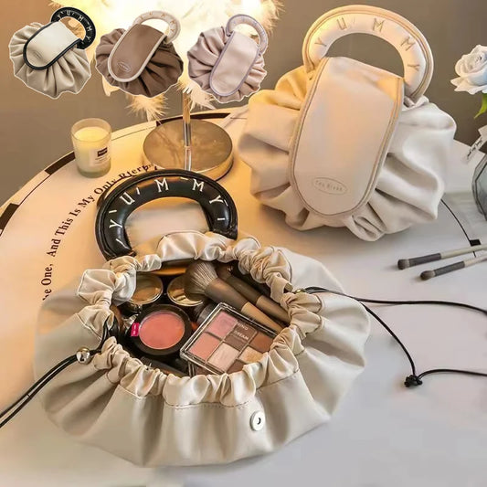 Sac de Maquillage Portable Usage Quotidien Grande Capacité Trousse de Toilette Voyage Femme Pochette Cosmétique à Cordon