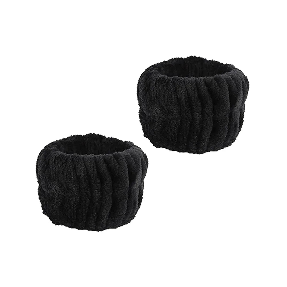 Lot 3pcs Bandeau Spa Serre-Tête Bracelet Lavage Visage - Microfibre Maquillage Serviette Cheveux Absorbant Poignet