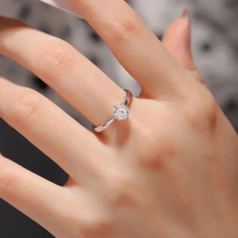 Bague Moissanite 0.3ct Femme - Argent 925 Plaqué Or Anneau Éternité Mariage