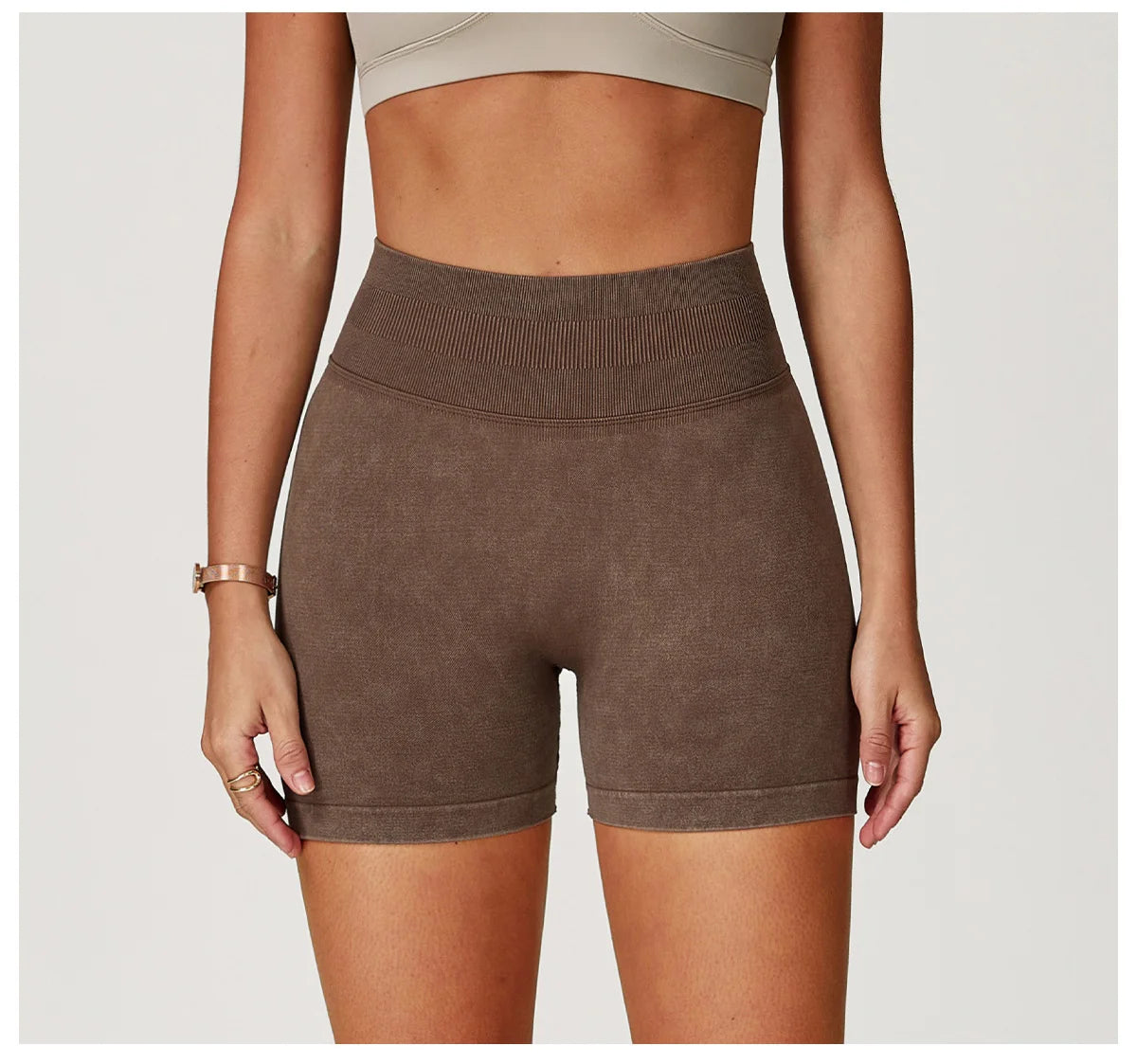 Short de Yoga Taille Haute Femme – Nylon Elasthanne, Sans Coutures, Gainant