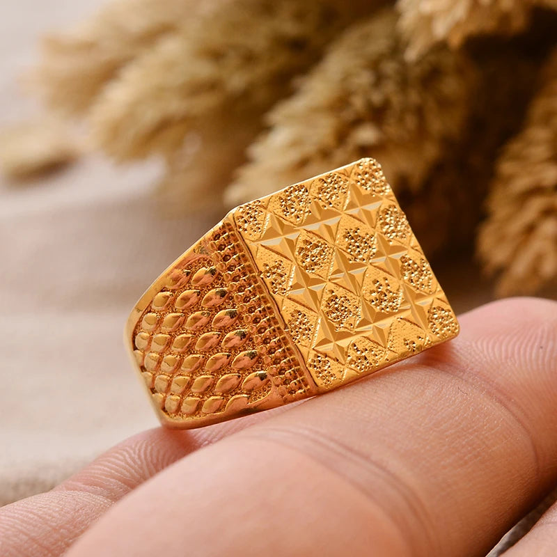 Bague Homme Couleur Or - Style Dubai Moyen-Orient