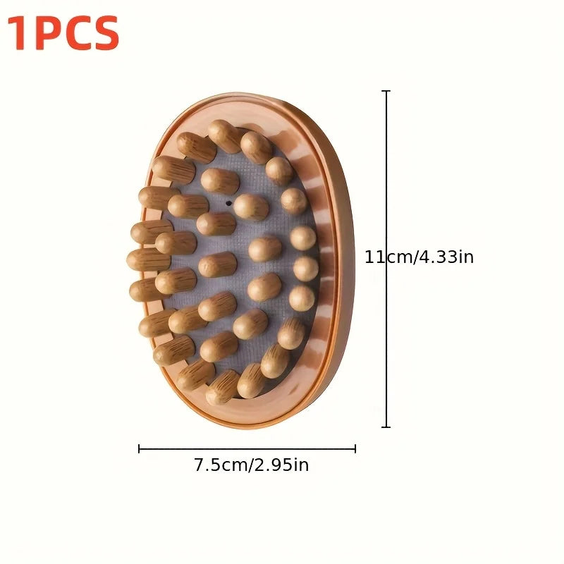Brosse Massage Bois Naturel 1/2pcs - Masseur Manuel Corps Tête Relaxation Musculaire Sauna SPA Anti-Stress