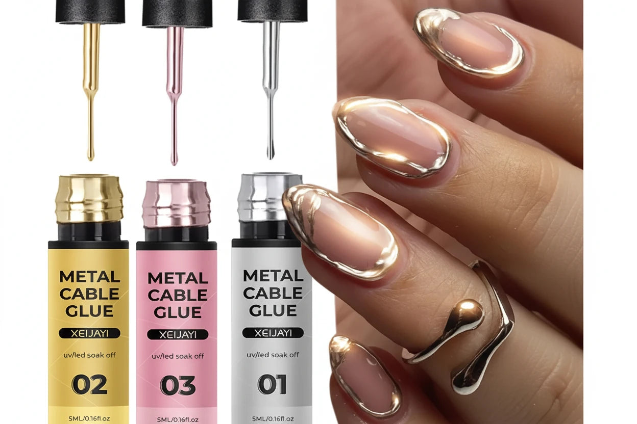 Gel Liner Métallique Miroir 5/7/8ml - Peinture Nail Art Super Brillant Argenté Or Rose Semi-Permanent UV