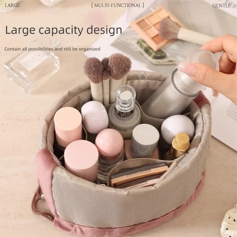 Sac Cosmétique en Velours Grande Capacité Trousse de Maquillage Voyage Multifonctionnelle Portable avec Zip Élégant pour Usage Quotidien
