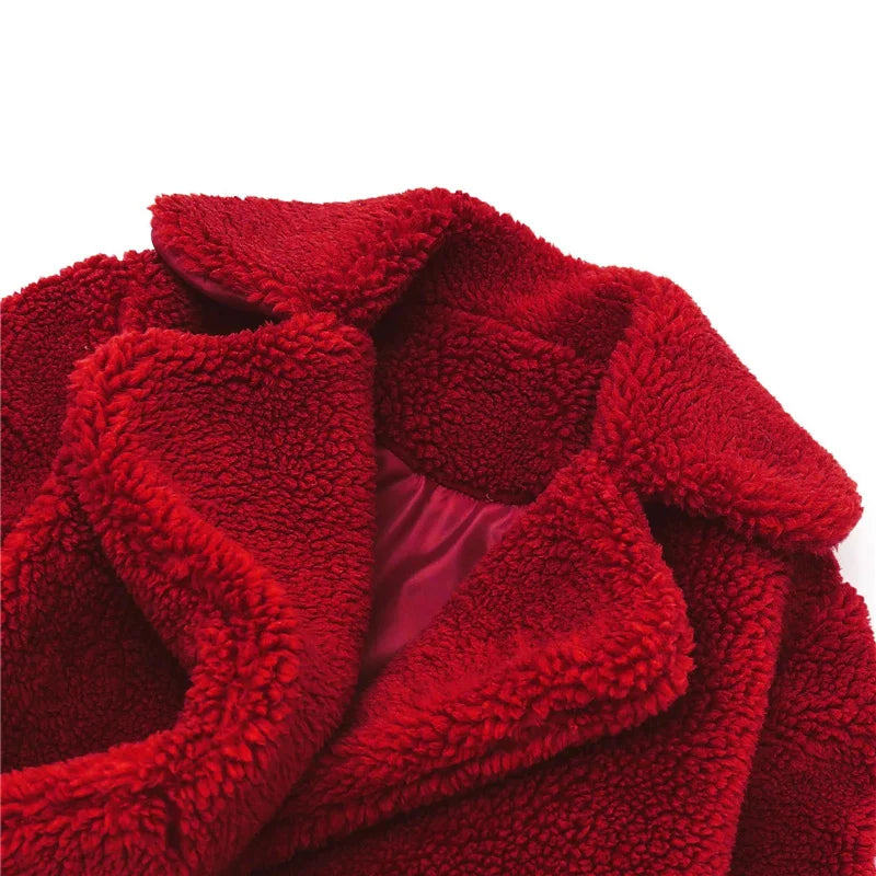 Veste Laine d'Agneau Enfant - Manteau Chaud Hiver Polaire - Boutons Simple Rangée 2-14 Ans