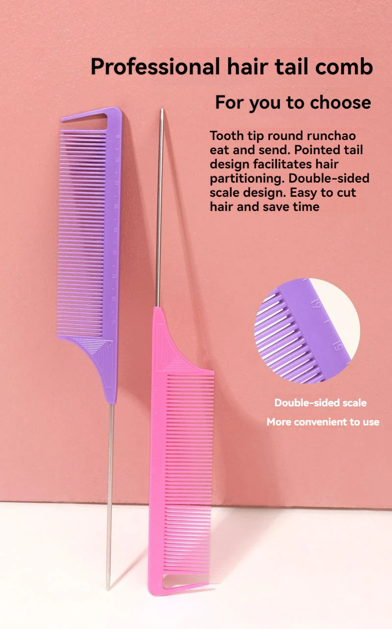 Set de 3 Brosses à Cheveux Professionnel - Peigne Queue Pointue et Brosse à Sourcils