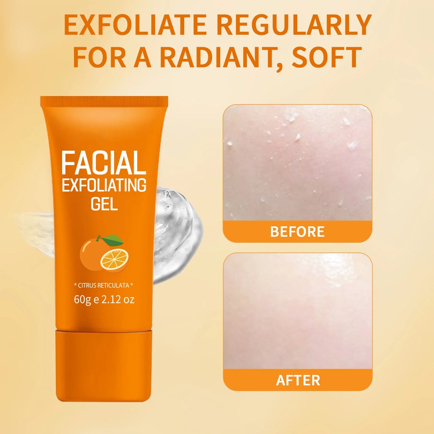 Gel Exfoliant Orange 60g - Gommage Visage Corps Hydratant Blanchissant Nettoyant Doux