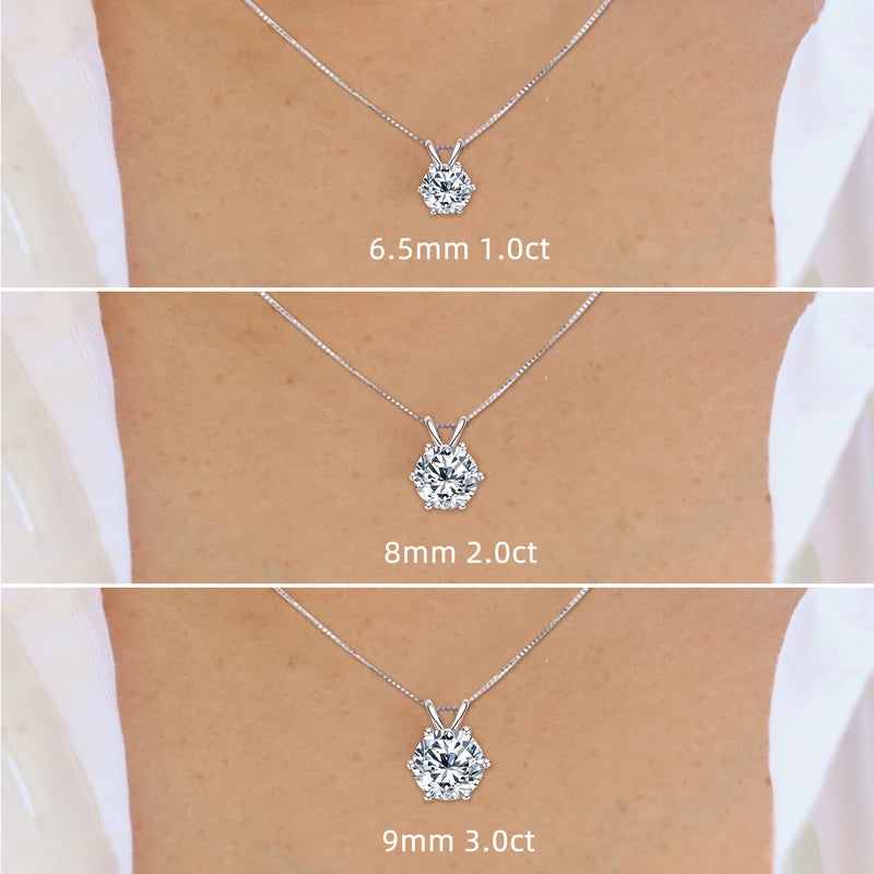 Collier Pendentif Moissanite Solitaire 0.5-5ct - D VVS1 Argent 925 Chaîne Clavicule Luxe Cadeau Femme