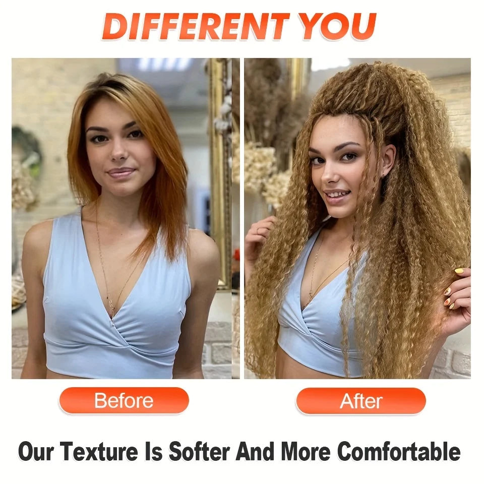 Extension Crochet Brazilian Braids Afro Curls - Mèches Tresses Synthétiques Kinky Curly Africaines Ombré Rose pour Femmes