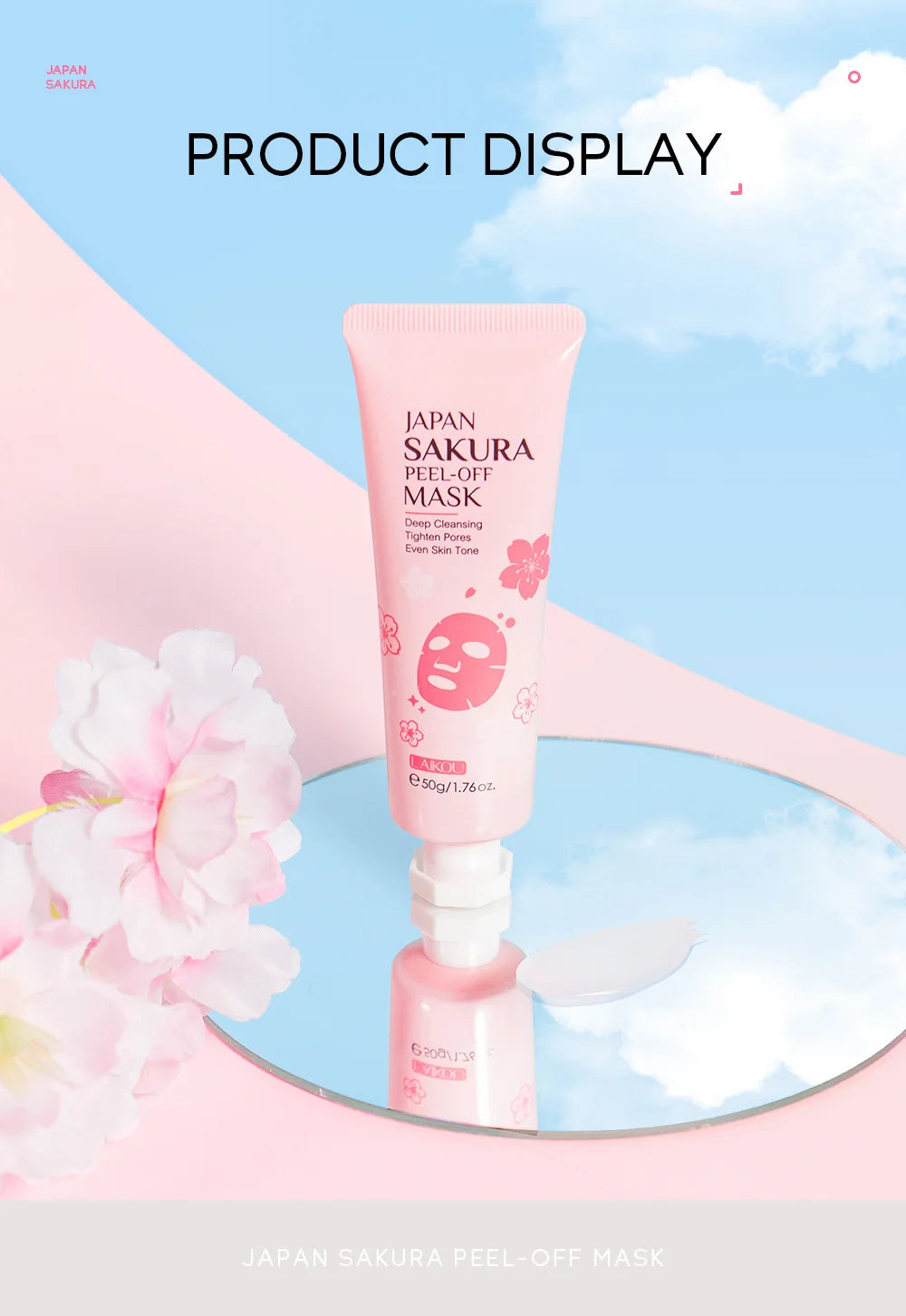Masque Visage Peel-Off Or 24K Sakura LAIKOU - Anti-Rides Blanchissant Points Noirs Rajeunissement