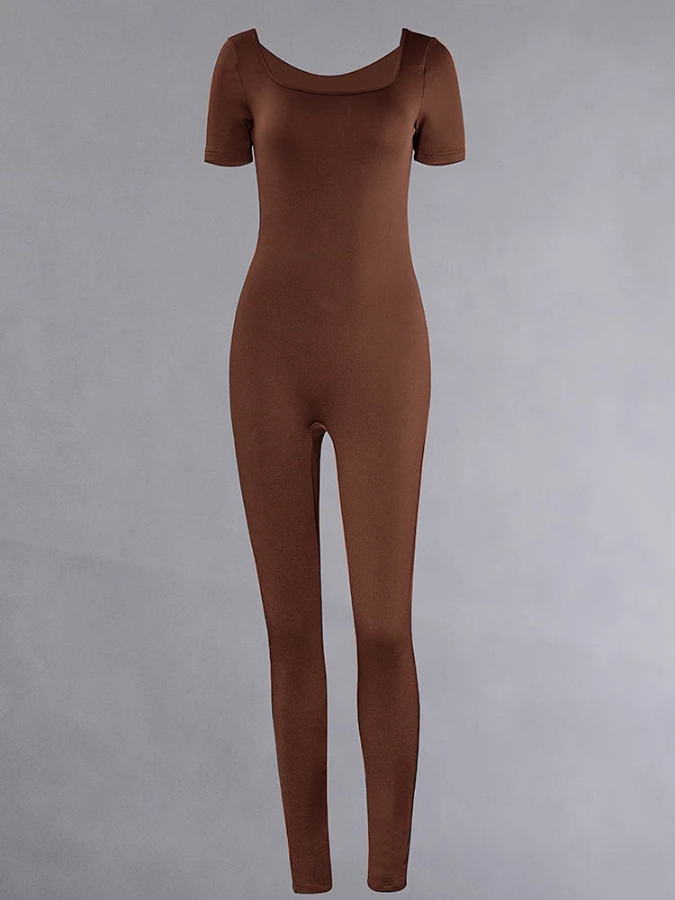 Combinaison Femme Sport Manches Courtes - Body Moulant Fitness Casual Streetwear