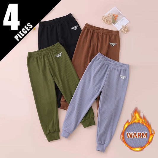 Ensemble 4 Pièces Enfant Automne Hiver - Sweat Rayé + Pantalon Sport Casual Garçon Fille