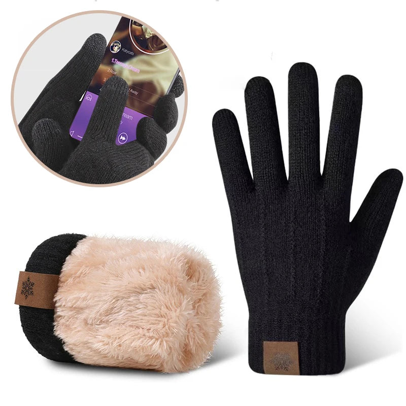 Gants Tactiles Hiver Femme Homme - Doublés Polaire Tricotés Chauds Ski Voyage