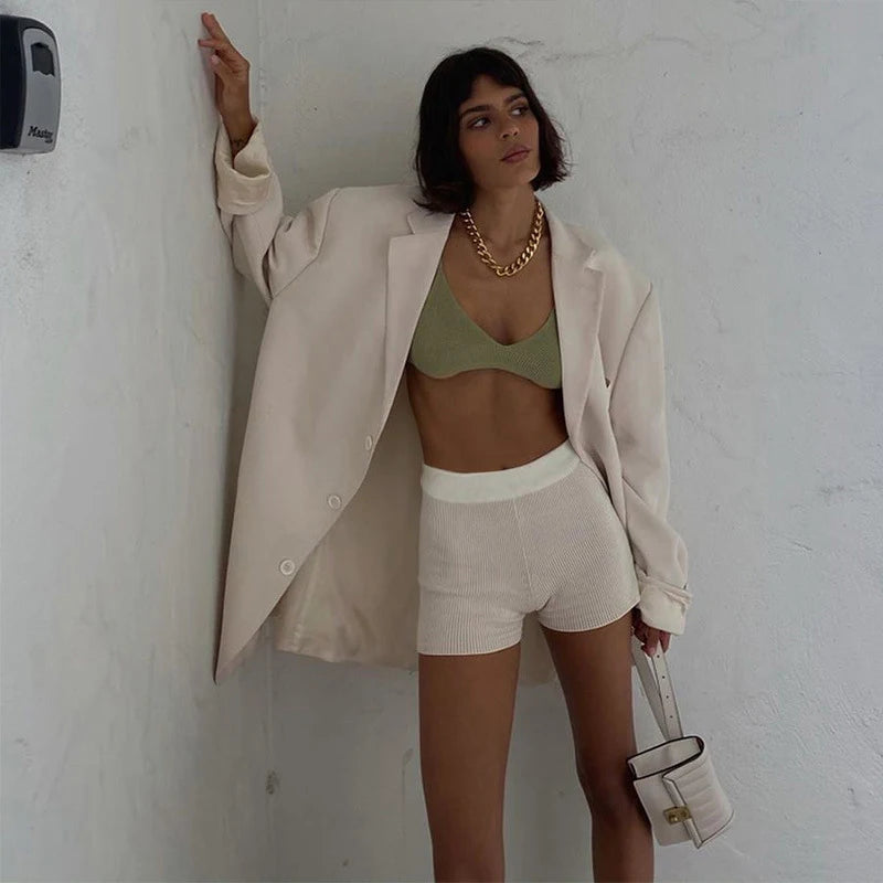 Short Tricot Coton Taille Haute Femme - Yoga Casual