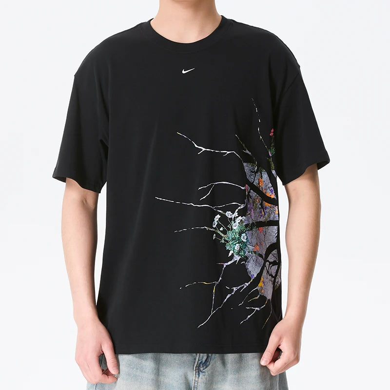 T-shirt Homme Nike – Col Rond, Coton, Running & Fitness, Coupe Large