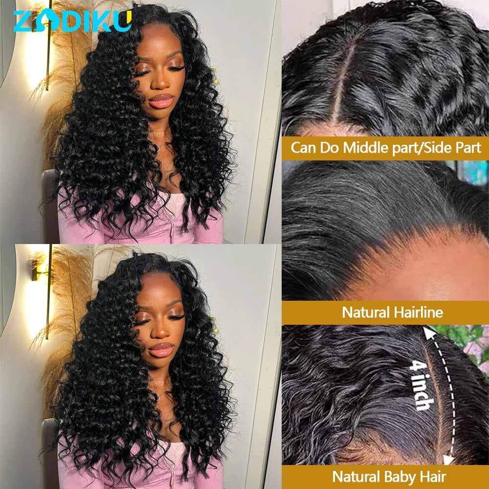Closure Lace 4x4 Transparent HD Deep Wave - Cheveux Naturels 100% Humains Pré-Plumé