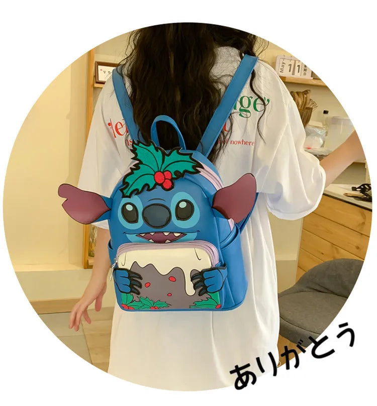 Sac à Dos Enfant Disney Marie & Stitch - Cartable PU Kawaii Fille Casual Outdoor Cadeau Épaules