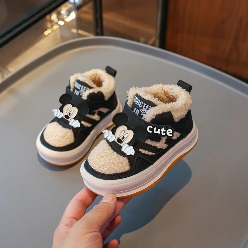 Chaussons Bébé Mickey Mouse Fourrés Hiver