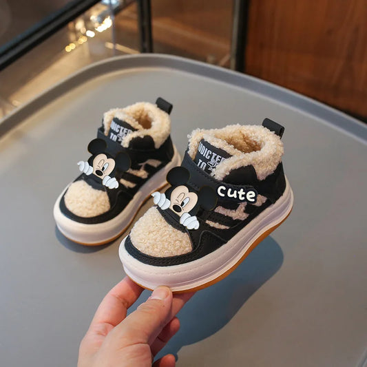 Chaussons Bébé Mickey Mouse Fourrés Hiver
