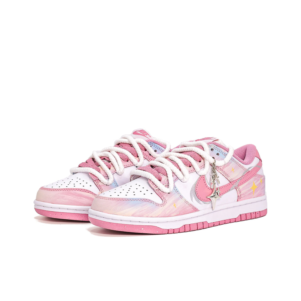 Sneakers Nike Dunk Low Femme – Rose Cuir Résistant Skate