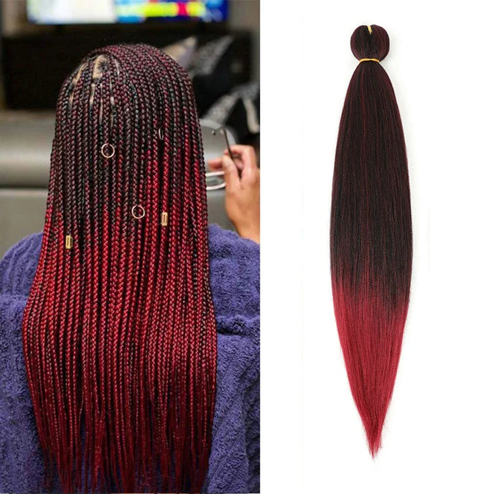 Mèches Tressage Pré-Étirées Ombré - Extensions Cheveux Synthétiques Multicolores Faciles