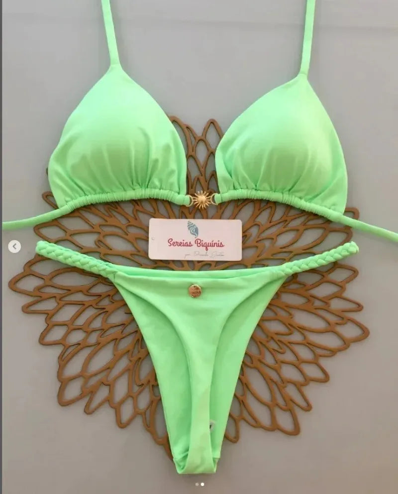 Bikini Sexy Halter Lacets Imprimé - String Plage Y2K Maillot Femme 2025