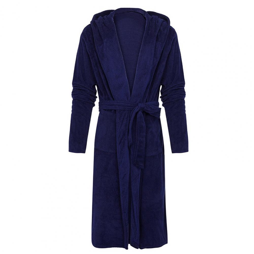 Peignoir Homme Flanelle à Capuche - Robe de Chambre Polaire Hiver