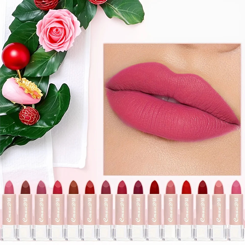 Rouge à Lèvres Velours Mat Longue Tenue Anti-Transfert Waterproof Hydratant Gloss Teintes Classiques Usage Quotidien Soirée