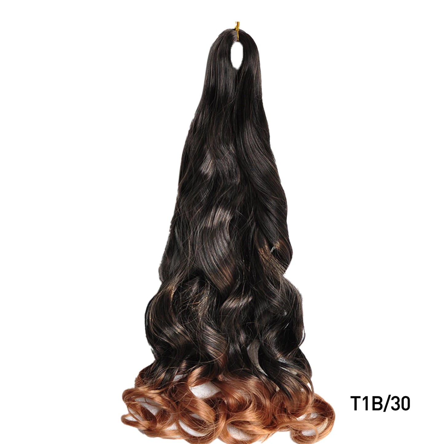 Extension Tresses French Curls Pré-Étirées - Mèches Synthétiques Loose Wave Spiral Curl Haute Température Ombré