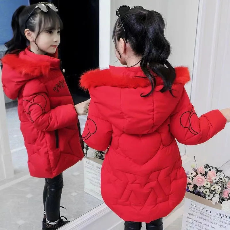 Manteau Hiver Fille 3-10 ans - Parka Chaude Capuche Fourrure Imperméable