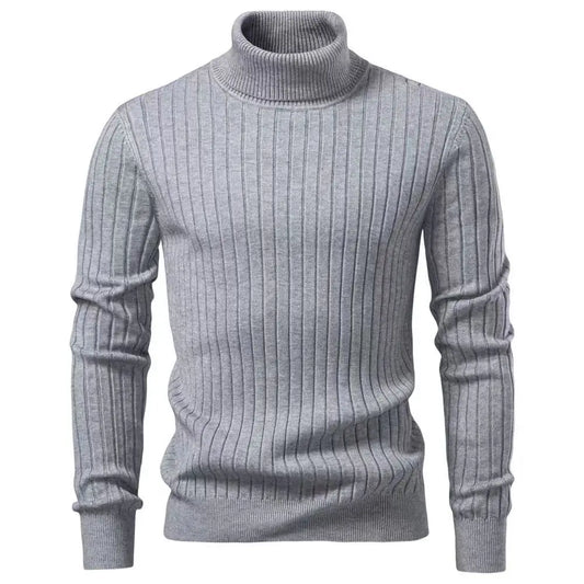 Pull Homme Col Roulé Rayures - Laine Chaud Hiver